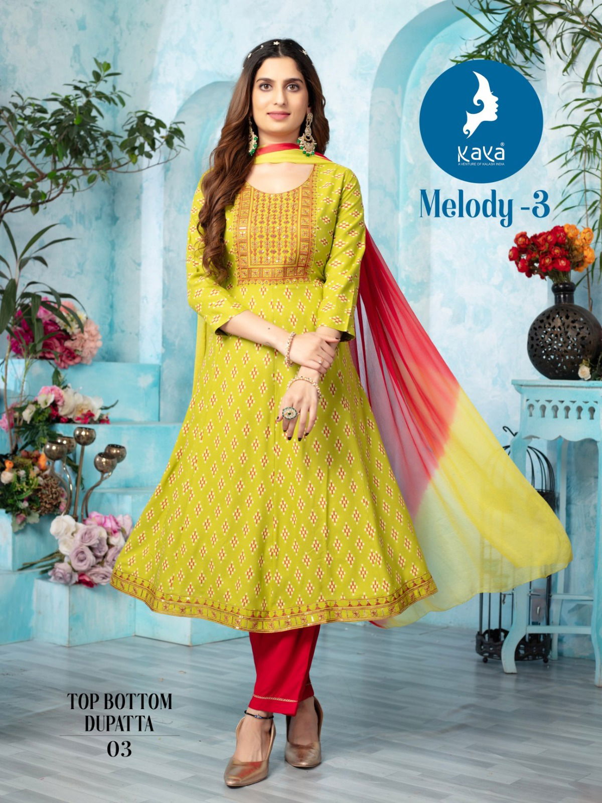 Melody 3 By Kaya Rayon Kurti With Bottom Dupatta Suppliers In Mumbai